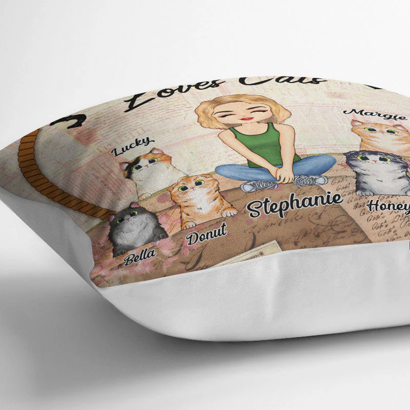 Cat Mom Just A Girl - Gift For Cat Lovers - Personalized Custom Pillow - Image 3