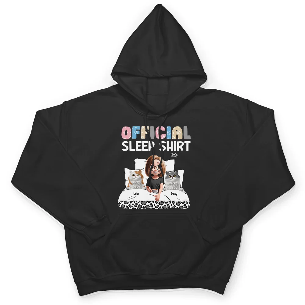 Cat Mom Official Sleep Shirt - Personalized T Shirt - Image 4