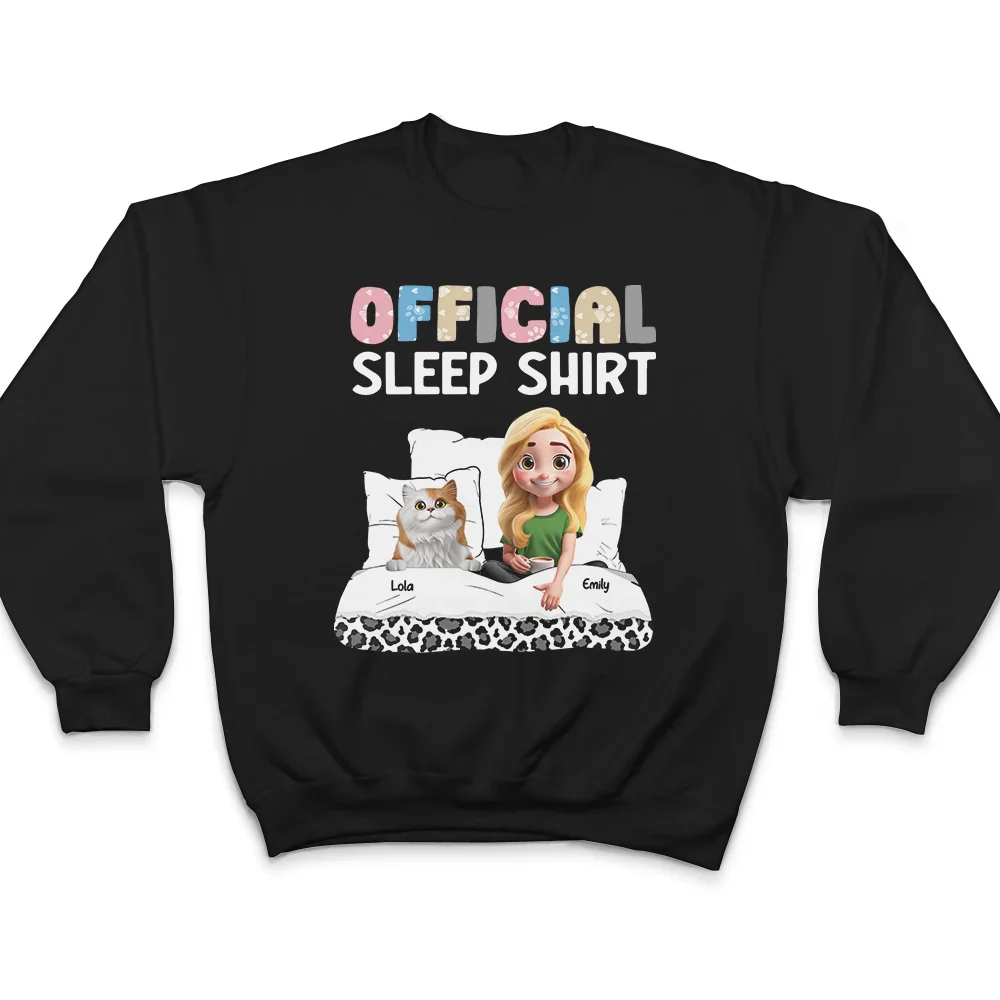Cat Mom Official Sleep Shirt - Personalized T Shirt - Image 5