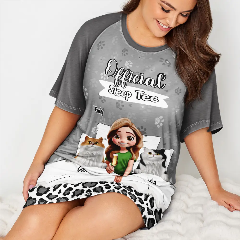 Cat Mom Official Sleep Tee - Personalized Women's Sleep Tee - Image 4