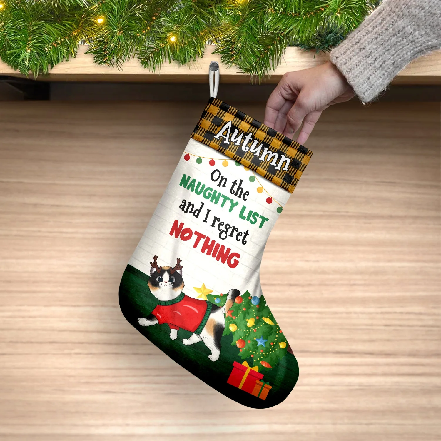 Cat On The Naughty List And I Regret Nothing - Christmas Gift For Cat Lovers - Personalized Christmas Stocking - Image 3