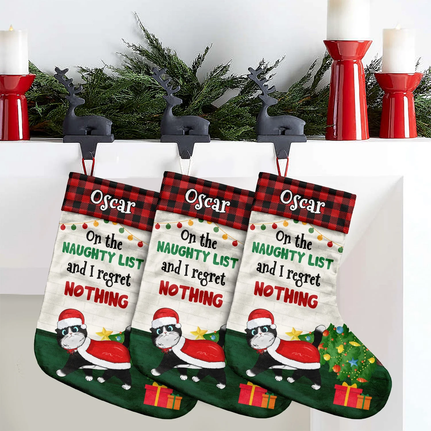 Cat On The Naughty List And I Regret Nothing - Christmas Gift For Cat Lovers - Personalized Christmas Stocking - Image 4
