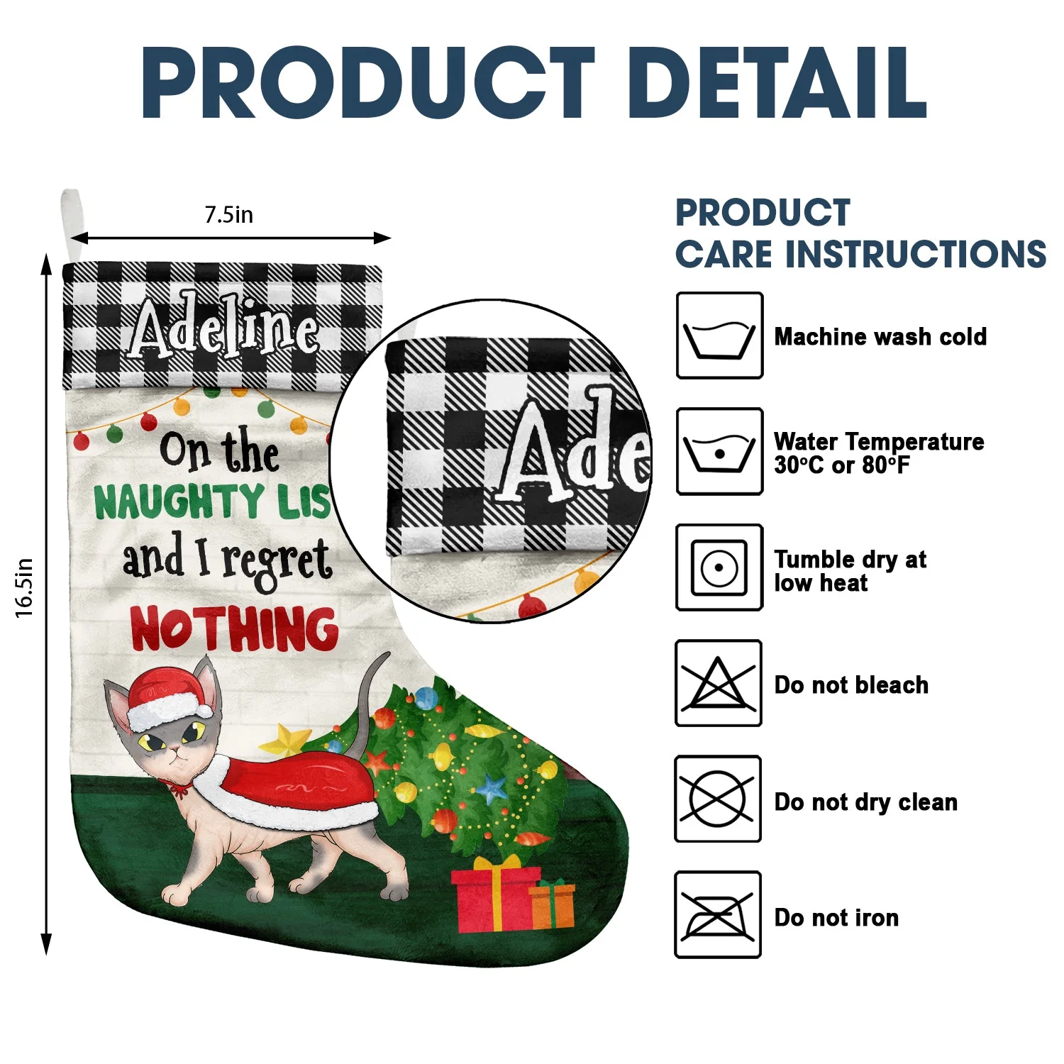 Cat On The Naughty List And I Regret Nothing - Christmas Gift For Cat Lovers - Personalized Christmas Stocking - Image 5