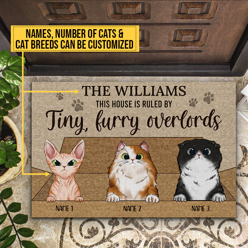 Cat Tiny Furry Overlords Custom Doormat, Funny Cat Doormat, Home Decor, Cat Lovers Gift - Image 3
