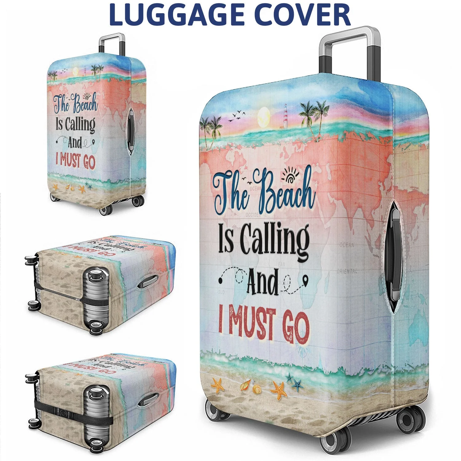 Catch Flights Not Feelings - Birthday Gift For Him, Her, Trippin', Vacation Lovers - Personalized Custom Luggage Cover - Image 3