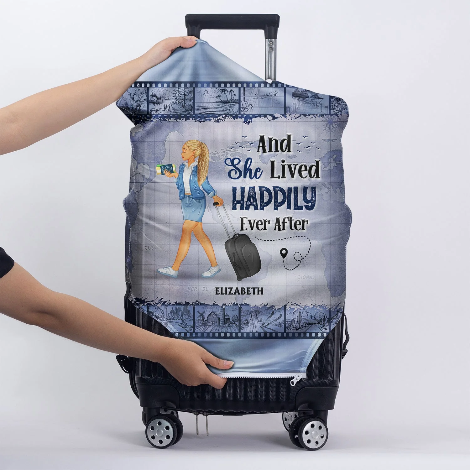 Catch Flights Not Feelings - Birthday Gift For Him, Her, Trippin', Vacation Lovers - Personalized Custom Luggage Cover - Image 5