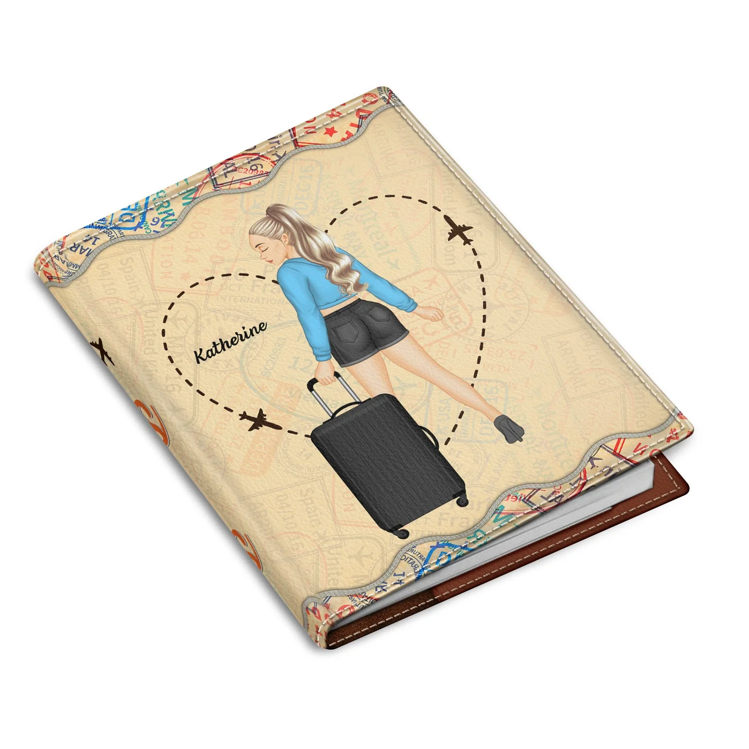 Catch Flights Not Feelings - Gift For Travel Lovers - Personalized Custom Passport Cover, Passport Holder - Image 2
