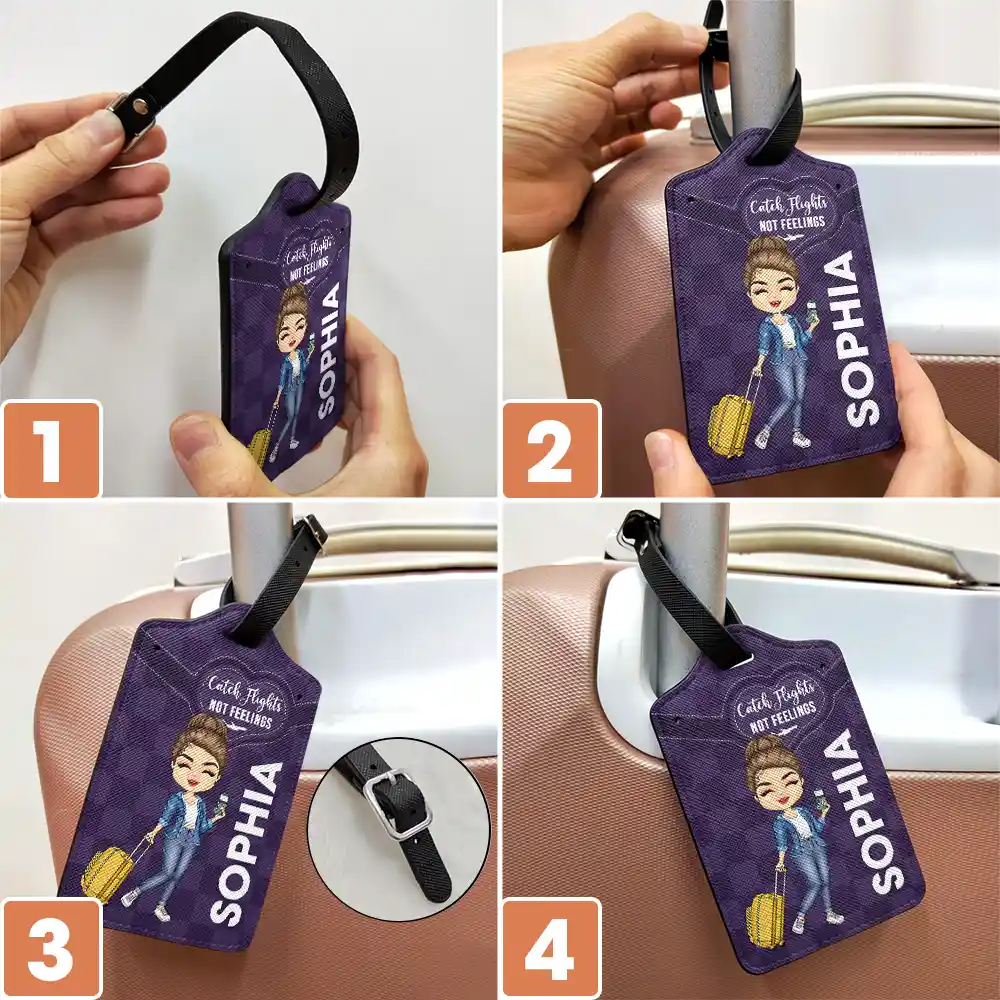 Catch Flights Not Feelings - Personalized Luggage Tag - Image 6