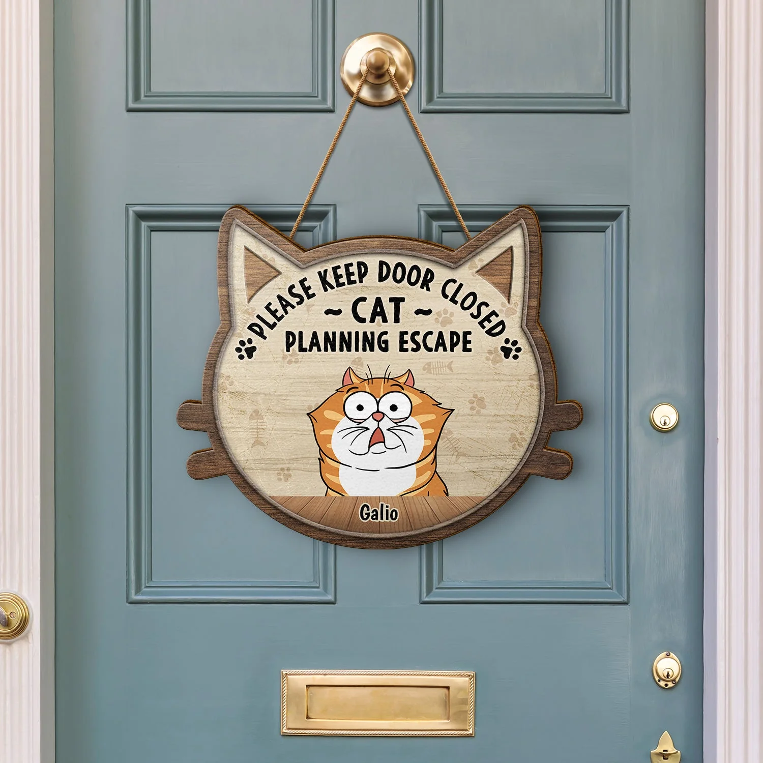 Cats Planning Escape - Gift For Cat Lovers - Personalized Custom Shaped Wood Sign - Image 3