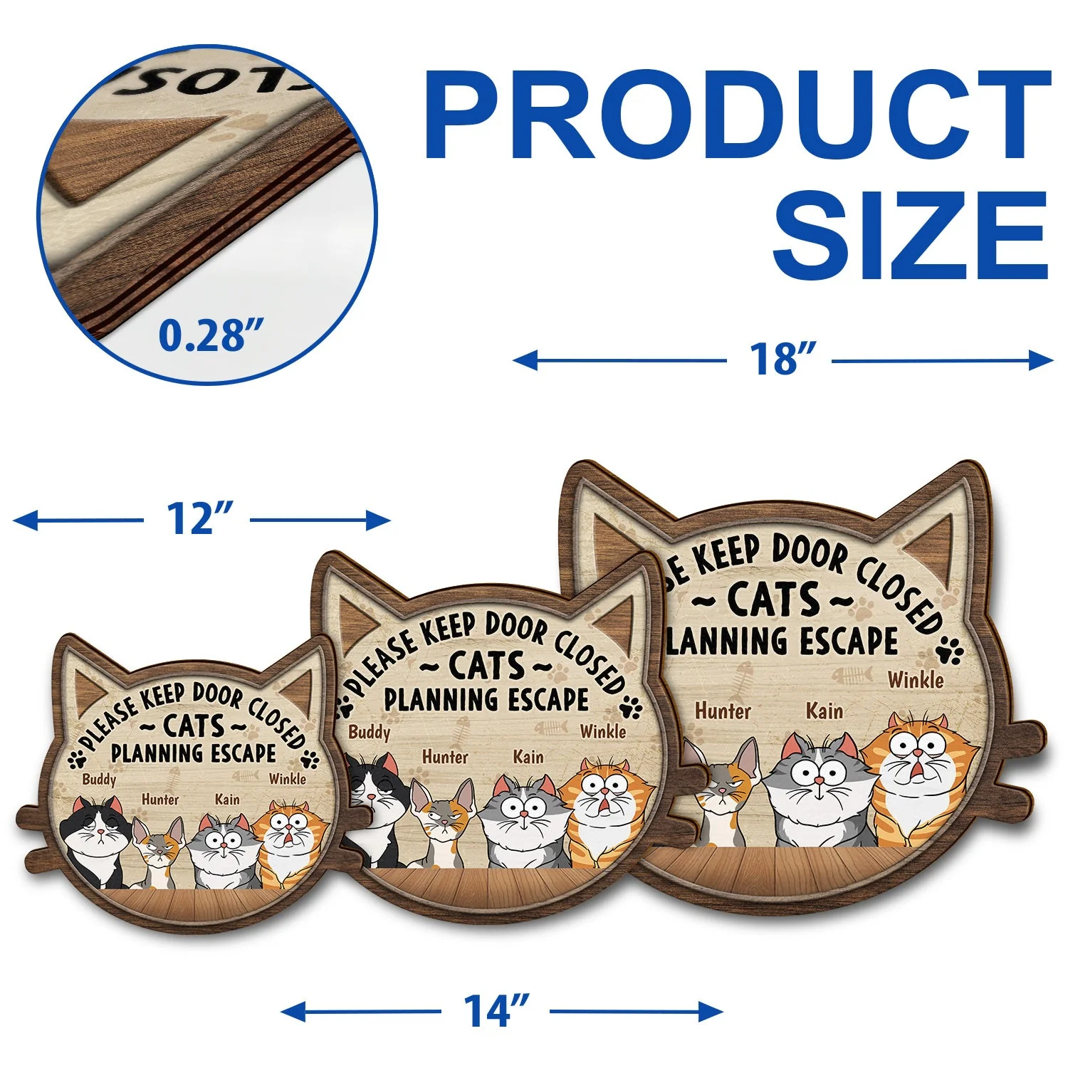 Cats Planning Escape - Gift For Cat Lovers - Personalized Custom Shaped Wood Sign - Image 5