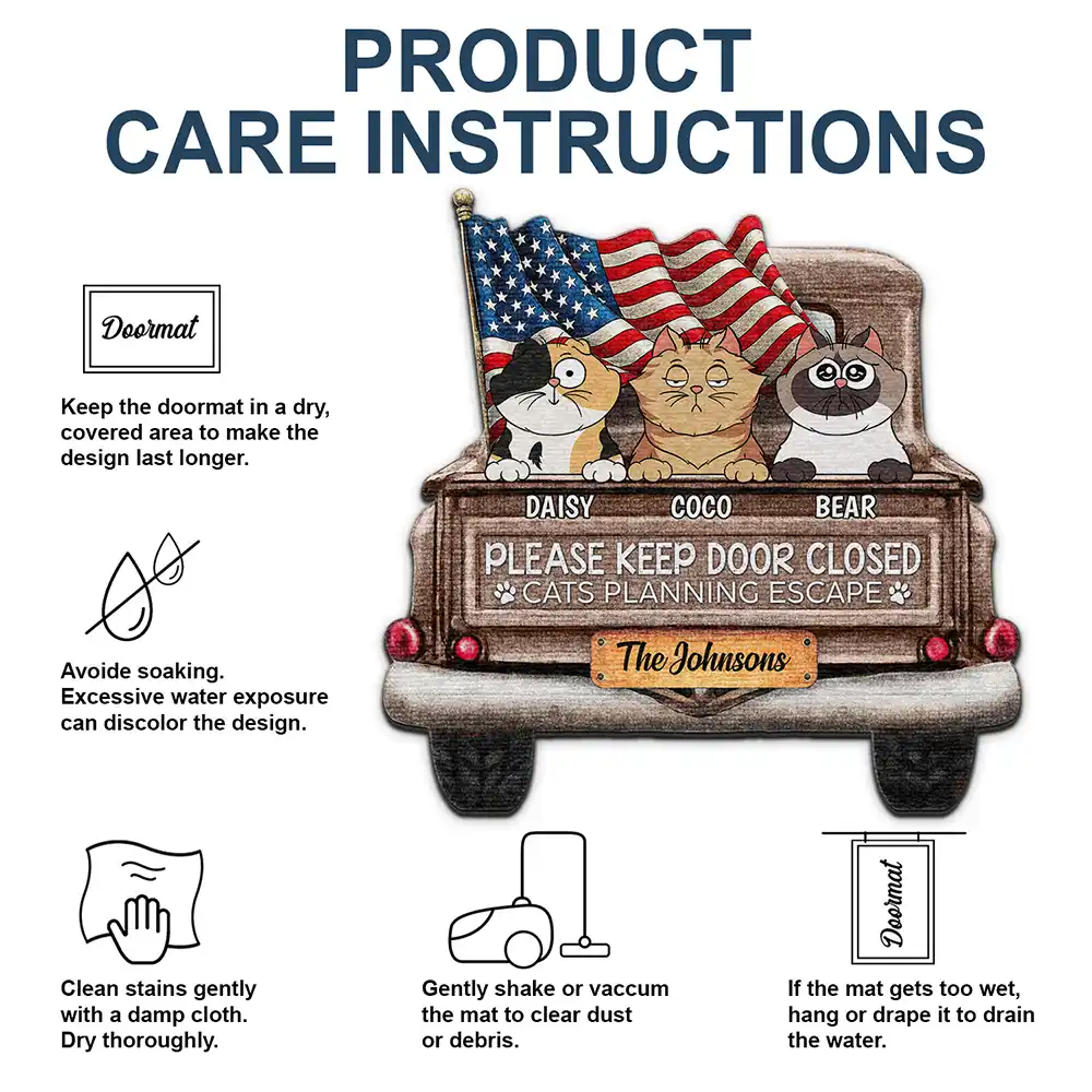 Cats Planning Escape Truck - Personalized Custom Shaped Doormat - Image 5
