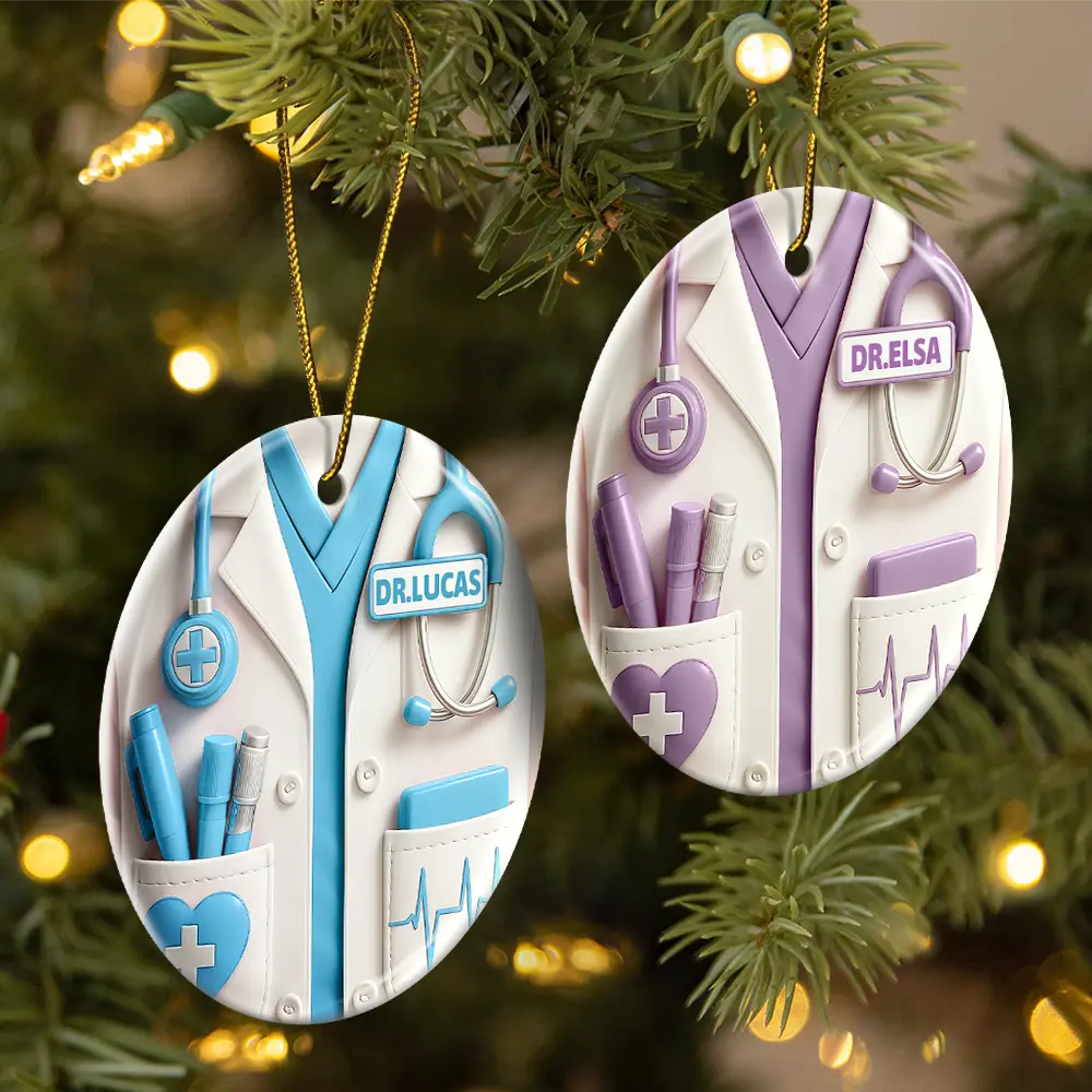 Celebrate A Special Medical Professional - Personalized Circle Ceramic Ornament - Image 2