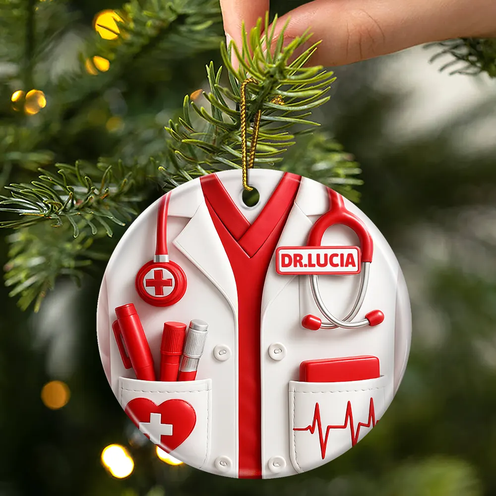 Celebrate A Special Medical Professional - Personalized Circle Ceramic Ornament - Image 3
