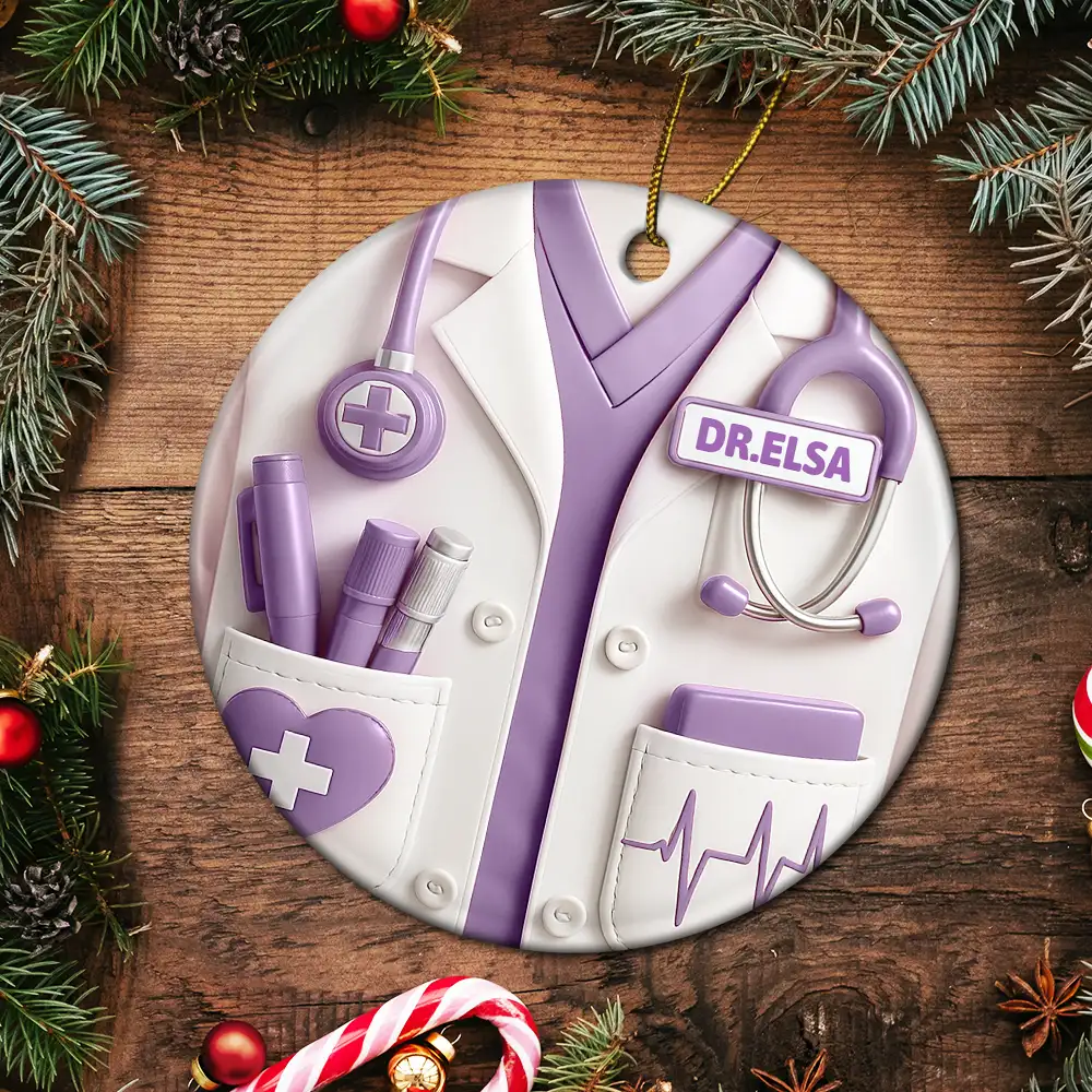Celebrate A Special Medical Professional - Personalized Circle Ceramic Ornament - Image 5