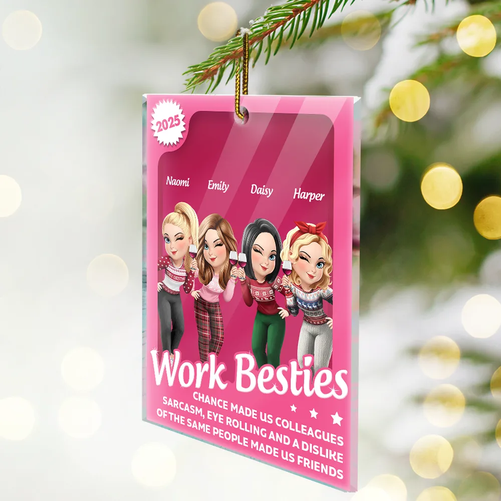 Chance Made Us Colleagues 3D Effect Besties - Personalized Custom Shaped Acrylic Ornament - Image 2