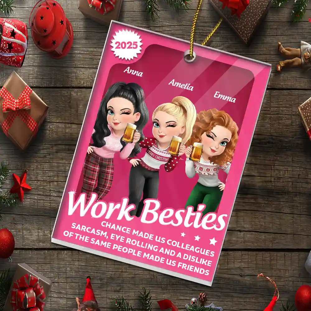 Chance Made Us Colleagues 3D Effect Besties - Personalized Custom Shaped Acrylic Ornament - Image 5