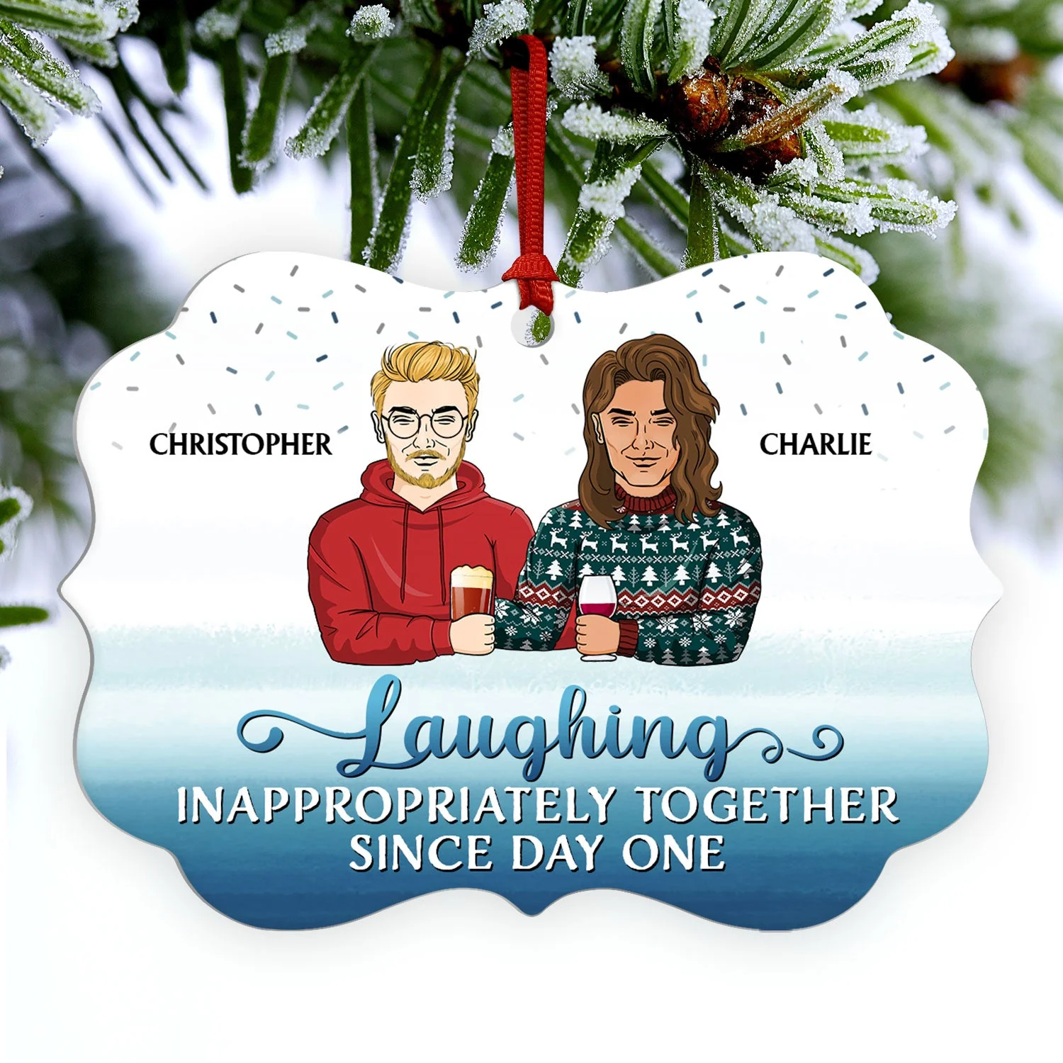 Chance Made Us Colleagues But The Fun - Christmas Gift For Co-worker And Best Friends - Personalized Custom Aluminum Ornament - Image 3