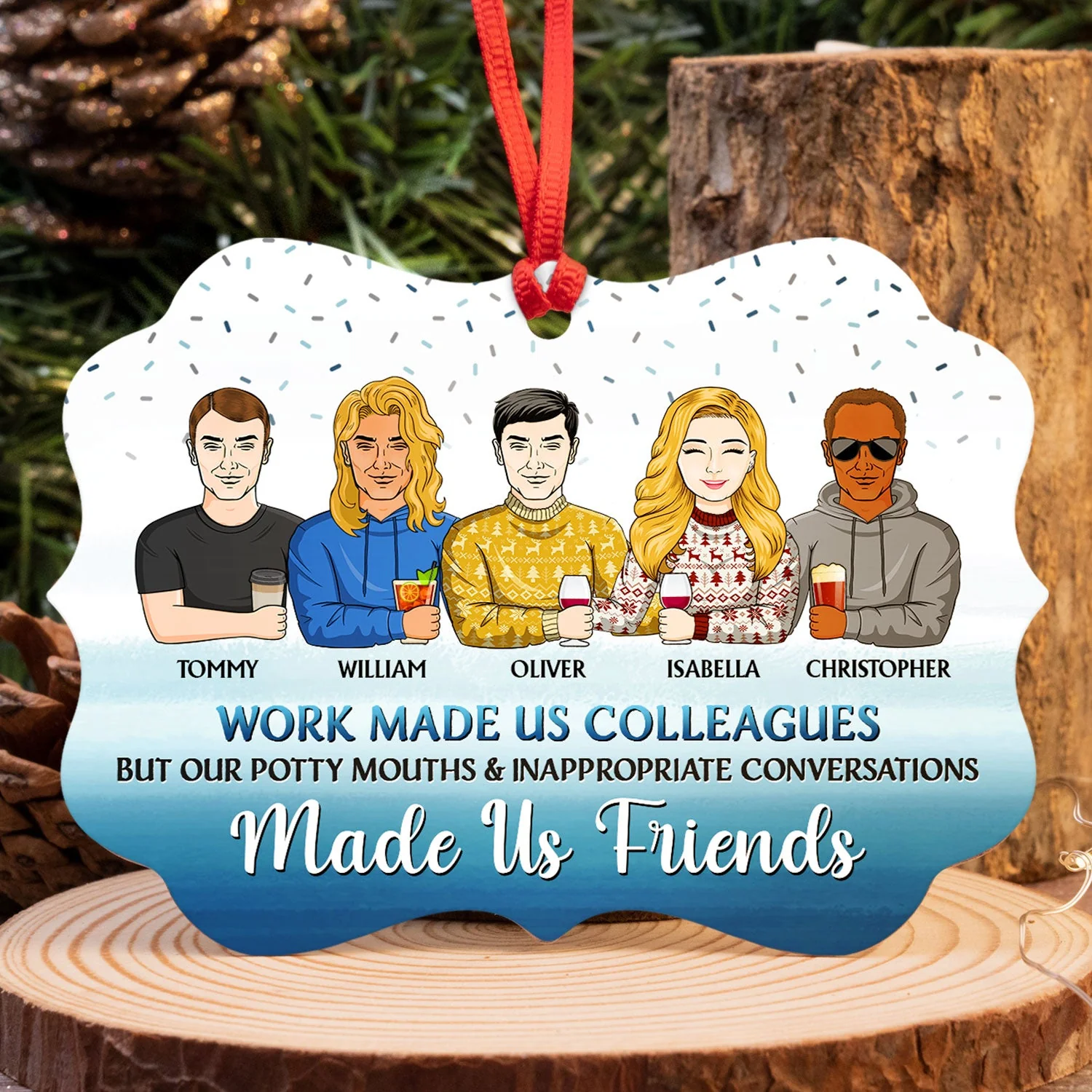 Chance Made Us Colleagues But The Fun - Christmas Gift For Co-worker And Best Friends - Personalized Custom Aluminum Ornament - Image 4
