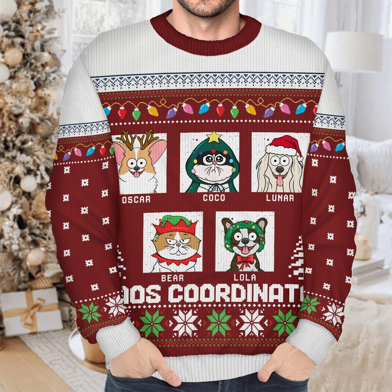 Chaos Coordinator - Funny, Christmas Gift For Dog Lover, Cat Lover, Pet Owner - Personalized Unisex Ugly Sweater - Image 4