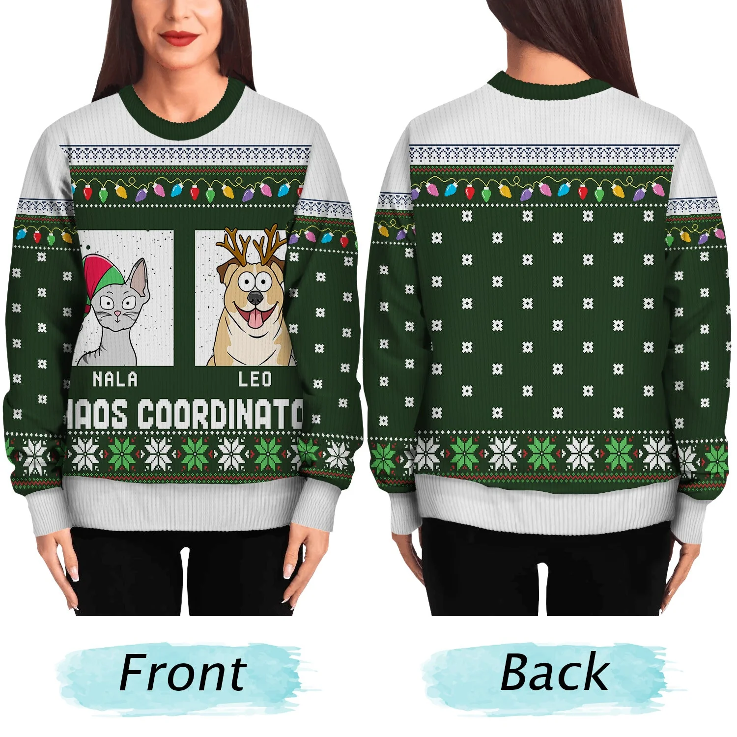 Chaos Coordinator - Funny, Christmas Gift For Dog Lover, Cat Lover, Pet Owner - Personalized Unisex Ugly Sweater - Image 5