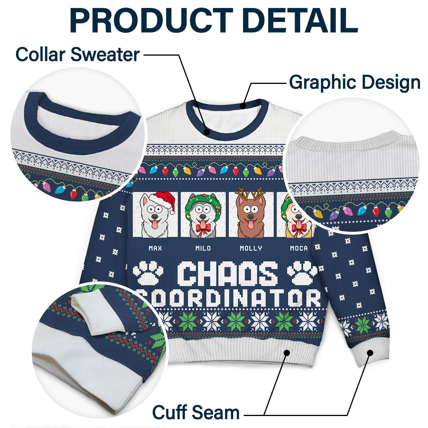 Chaos Coordinator - Funny, Christmas Gift For Dog Lover, Cat Lover, Pet Owner - Personalized Unisex Ugly Sweater - Image 6