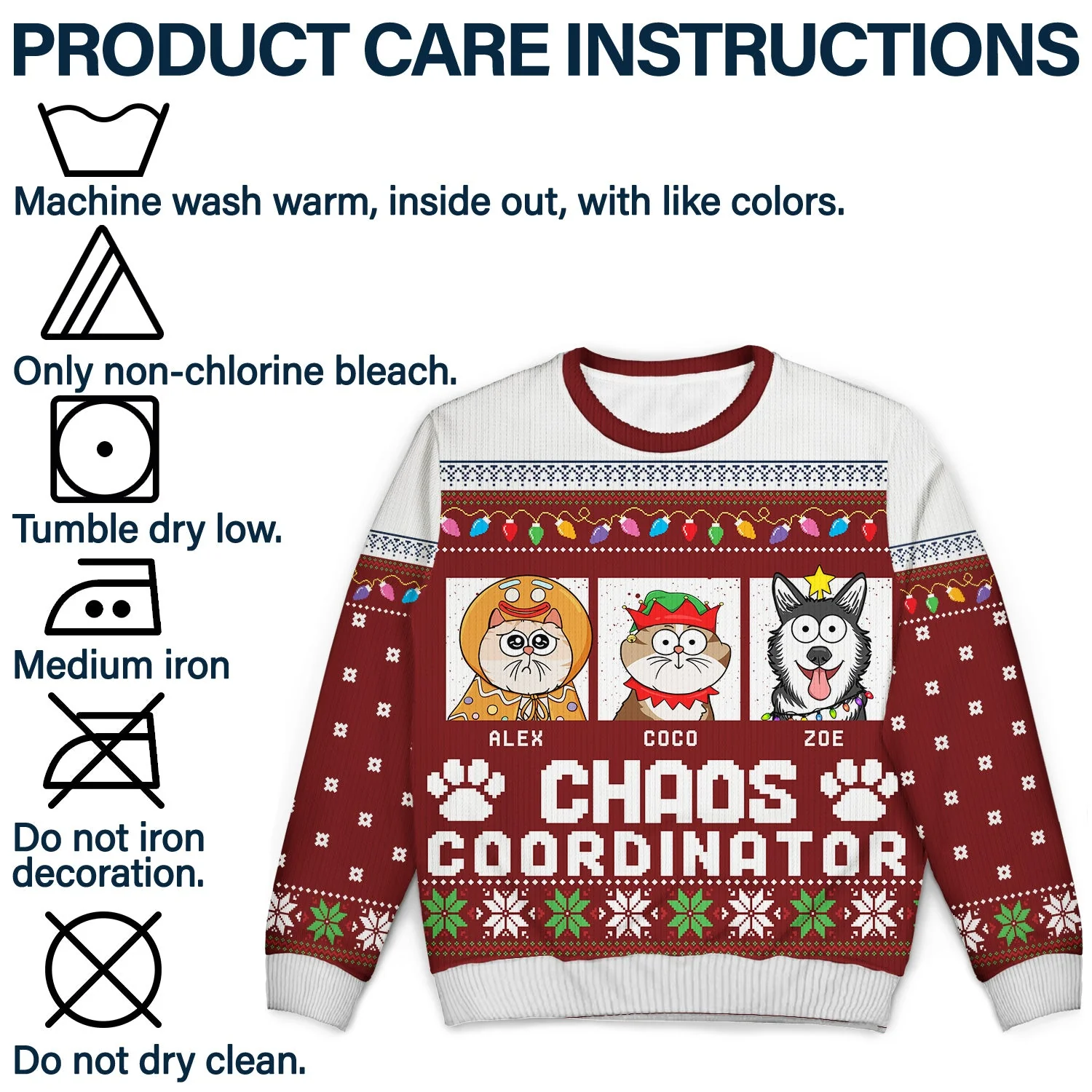 Chaos Coordinator - Funny, Christmas Gift For Dog Lover, Cat Lover, Pet Owner - Personalized Unisex Ugly Sweater - Image 7