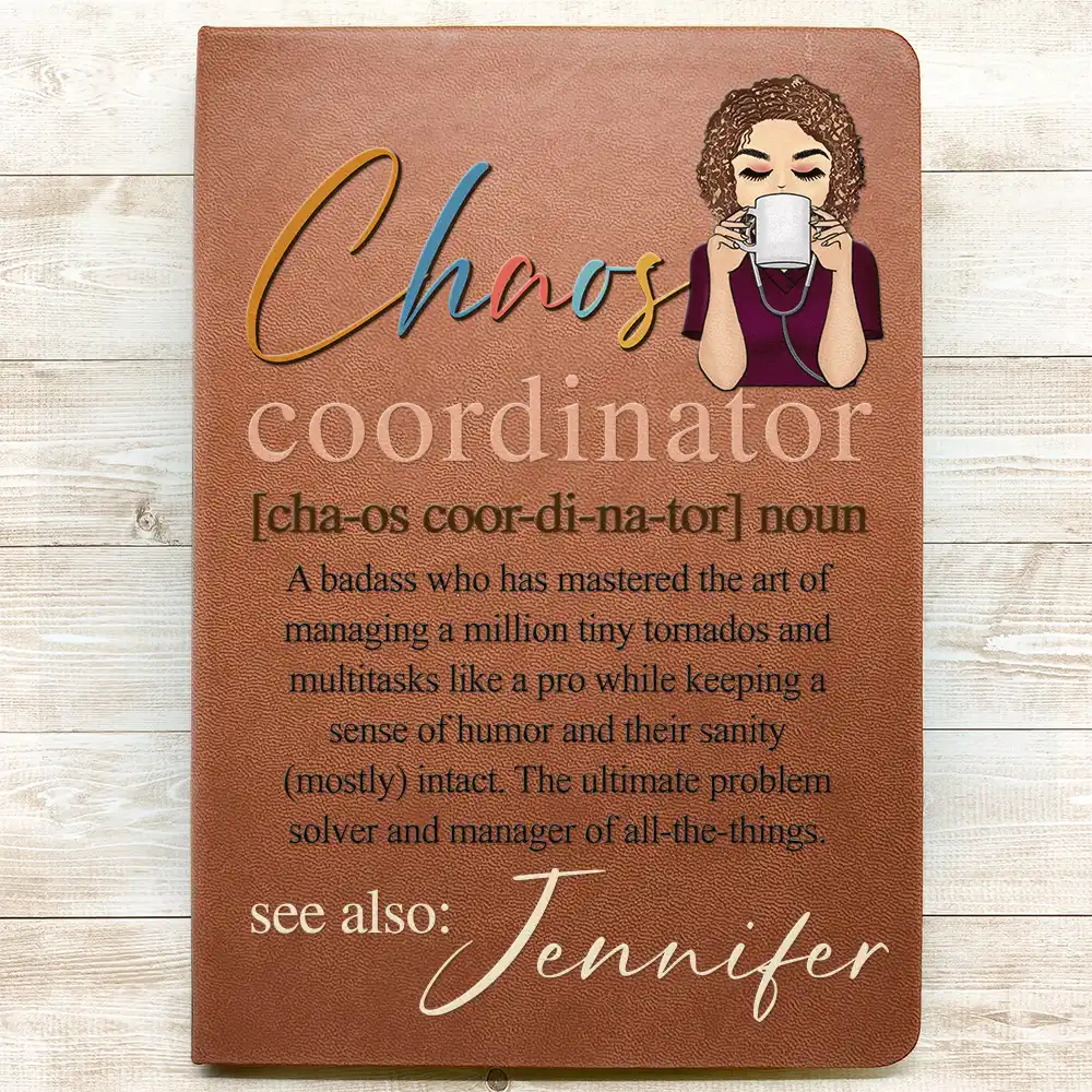 Chaos Coordinator Multitasks Like A Pro - Personalized Leather Journal - Image 3