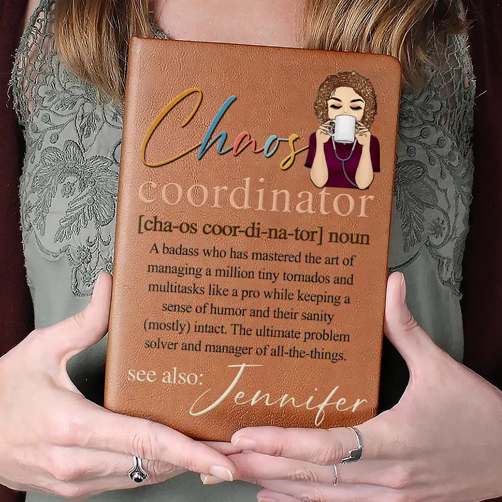 Chaos Coordinator Multitasks Like A Pro - Personalized Leather Journal - Image 4