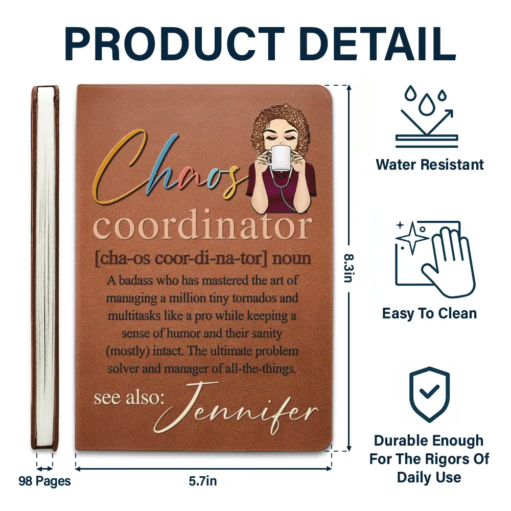 Chaos Coordinator Multitasks Like A Pro - Personalized Leather Journal - Image 5