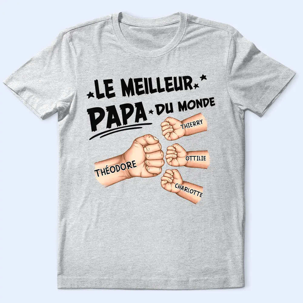 Check Du Poing Le Meilleur Papa Du Monde - T Shirt Personnalisé - Image 2