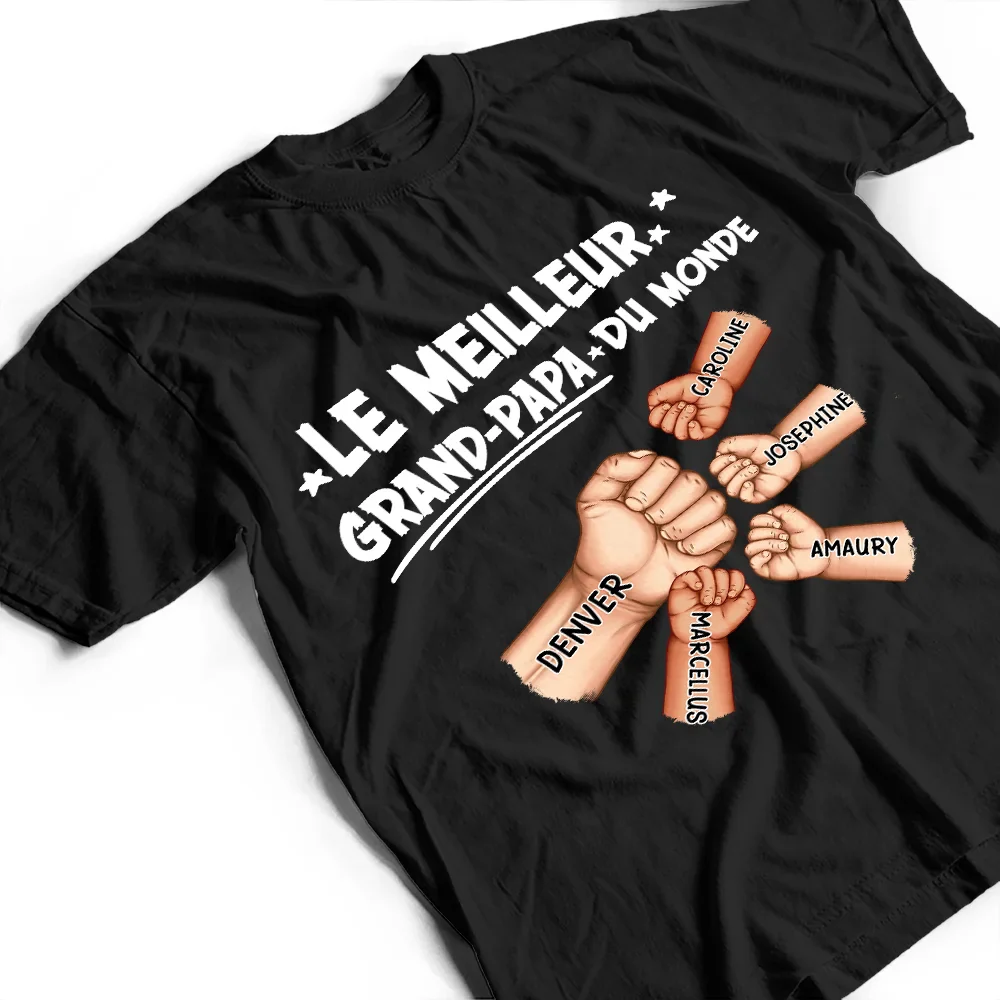 Check Du Poing Le Meilleur Papa Du Monde - T Shirt Personnalisé - Image 4