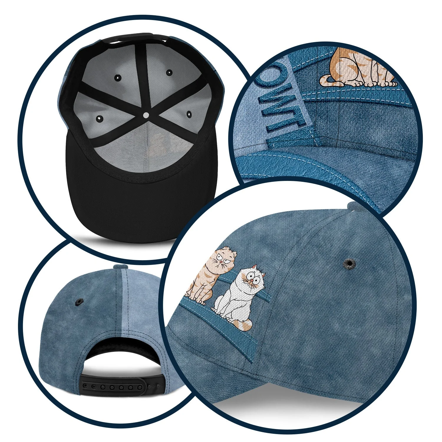 Check Meowt Funny Cartoon Cats - Gift For Cat Lovers, Cat Moms, Cat Dads - Personalized Classic Cap - Image 6
