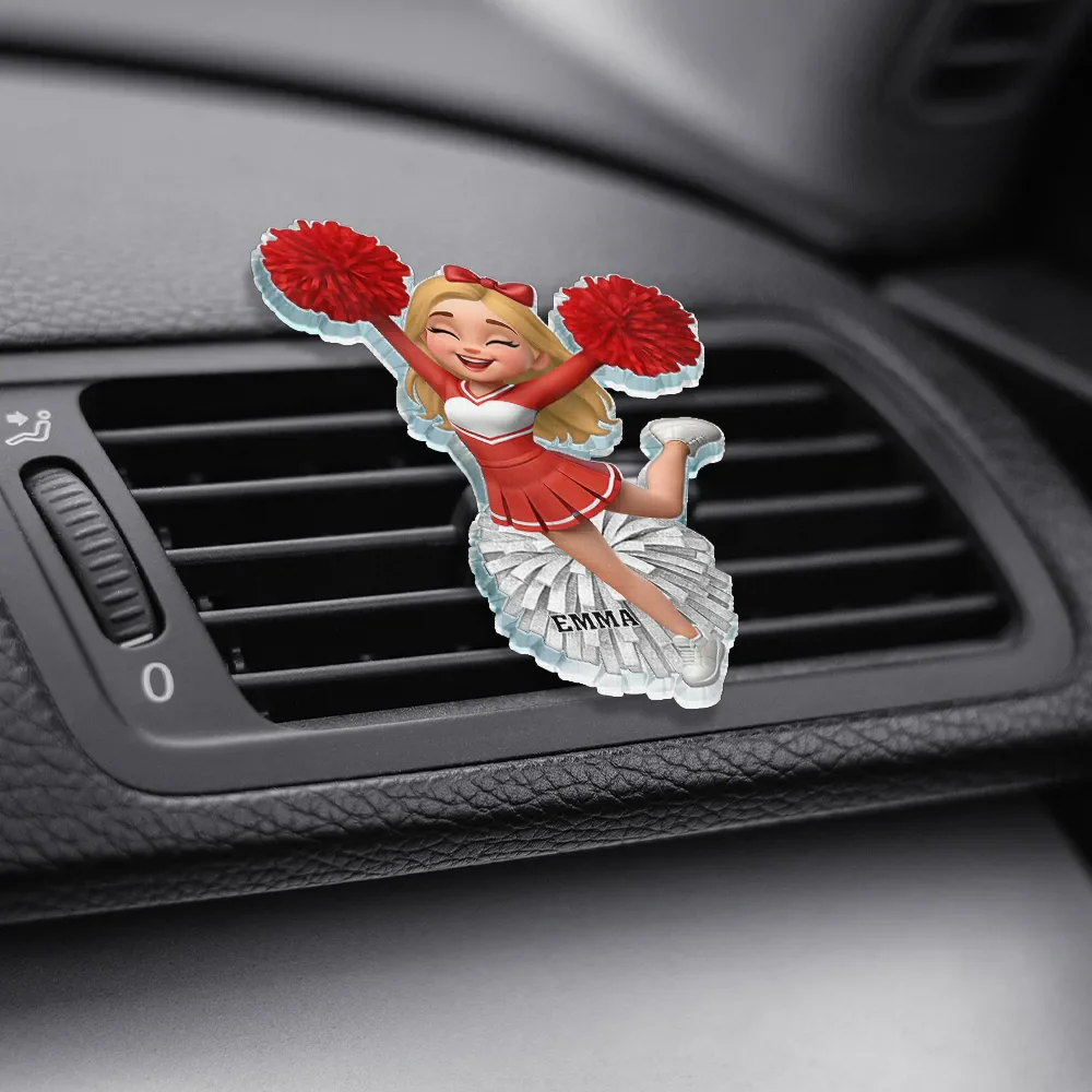 Cheerleader Happy On The Road - Personalized Acrylic Car Vent Clip - Image 3