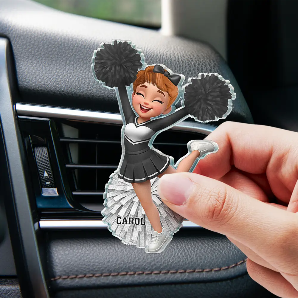 Cheerleader Happy On The Road - Personalized Acrylic Car Vent Clip - Image 4