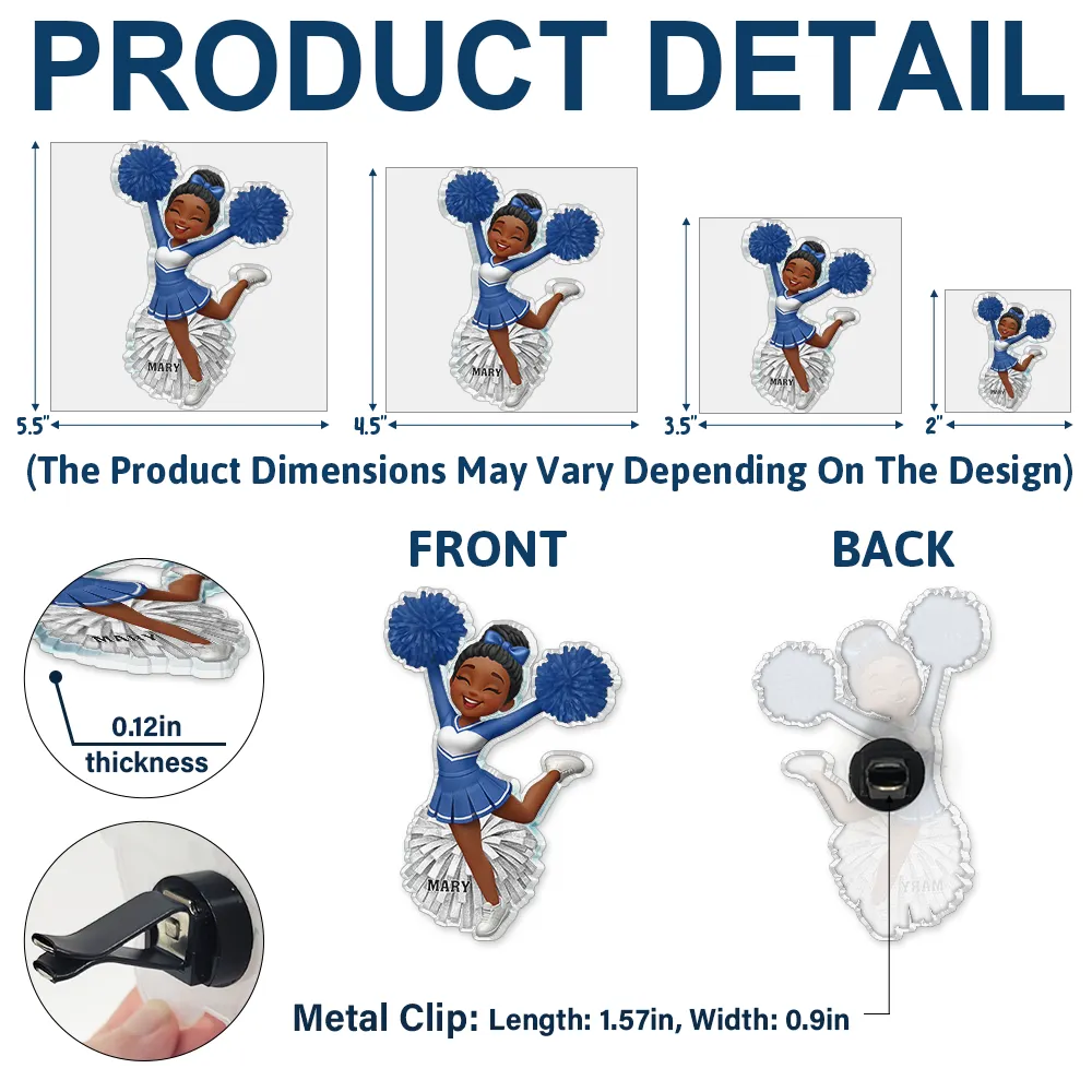 Cheerleader Happy On The Road - Personalized Acrylic Car Vent Clip - Image 5