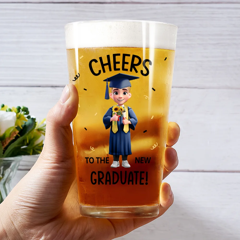Cheers To The New Graduate - Personalized Beer Glass - Image 3