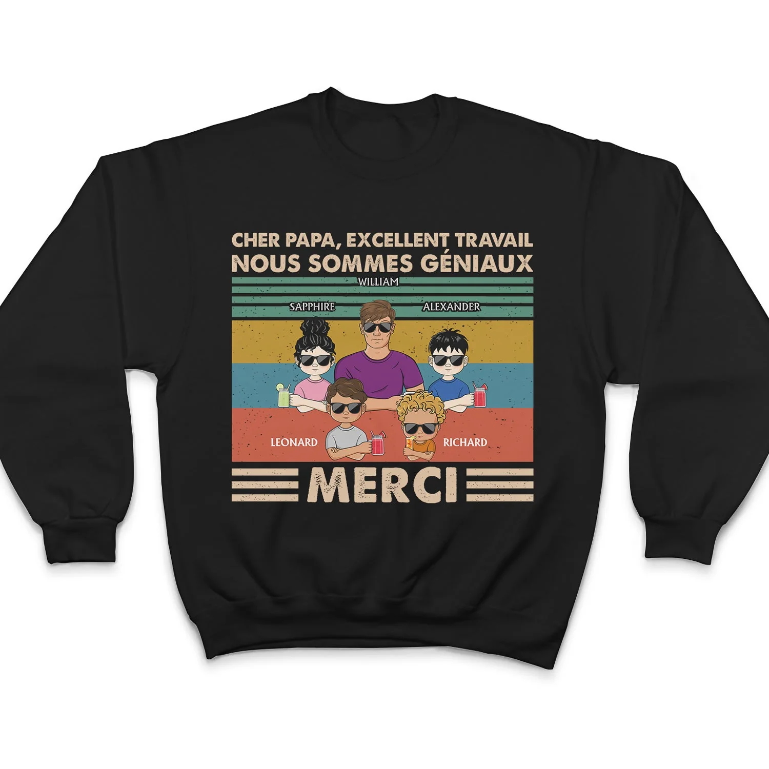 Cher Papa Excellent Travail Nous Sommes Géniaux Merci Jeune - T Shirt Personnalisé - Image 5