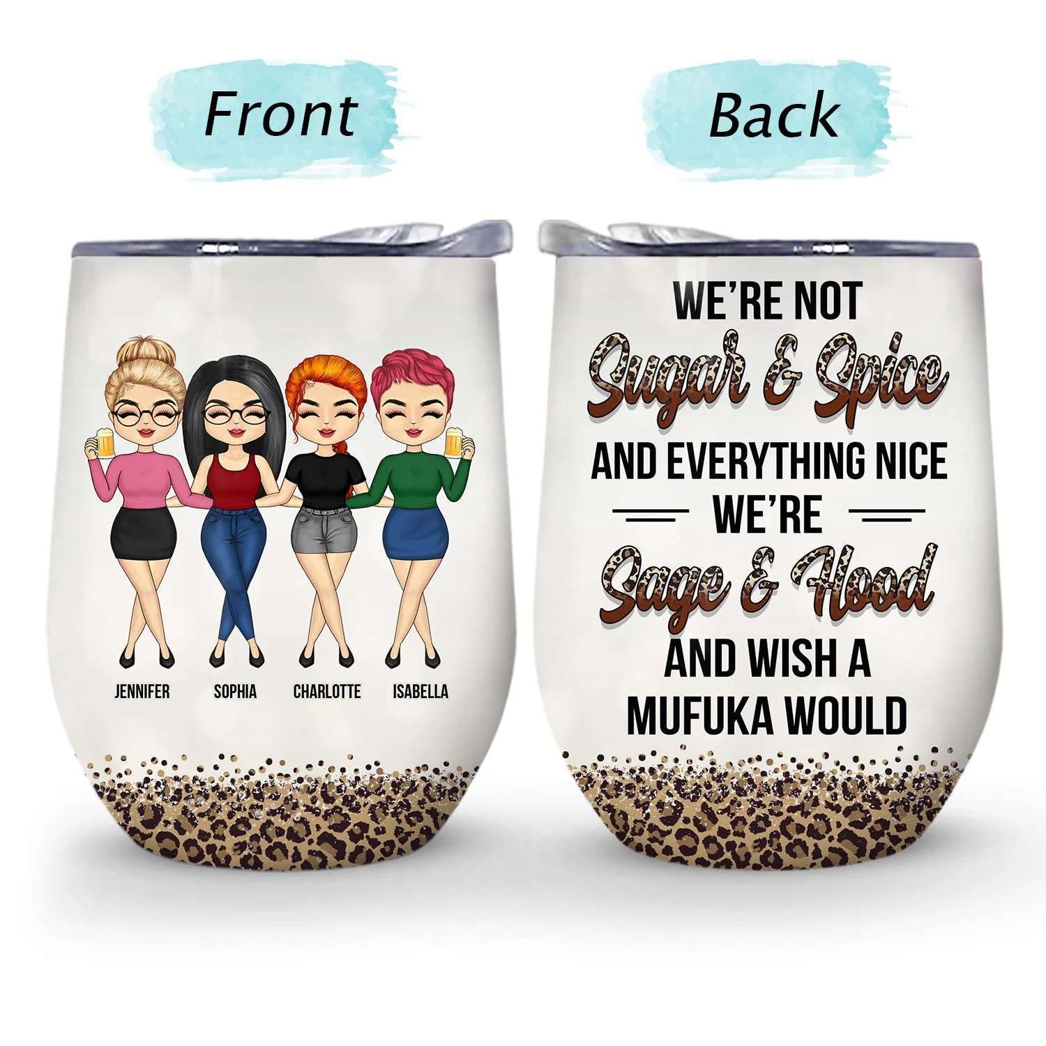 Chibi Besties Keeping Each Other Sane - BFF Bestie Gift - Personalized Custom Wine Tumbler - Image 4