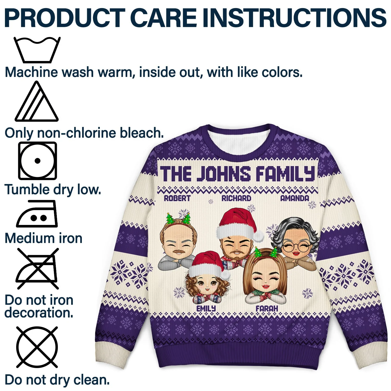 Chibi - Christmas, Funny Gift For Family, Couple, Dad, Mom, Grandpa, Grandma - Personalized Unisex Ugly Sweater - Image 7