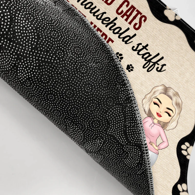 Chibi Couple  And Spoiled Cats Live Here - Cat Lover Gift - Personalized Custom Doormat - Image 3