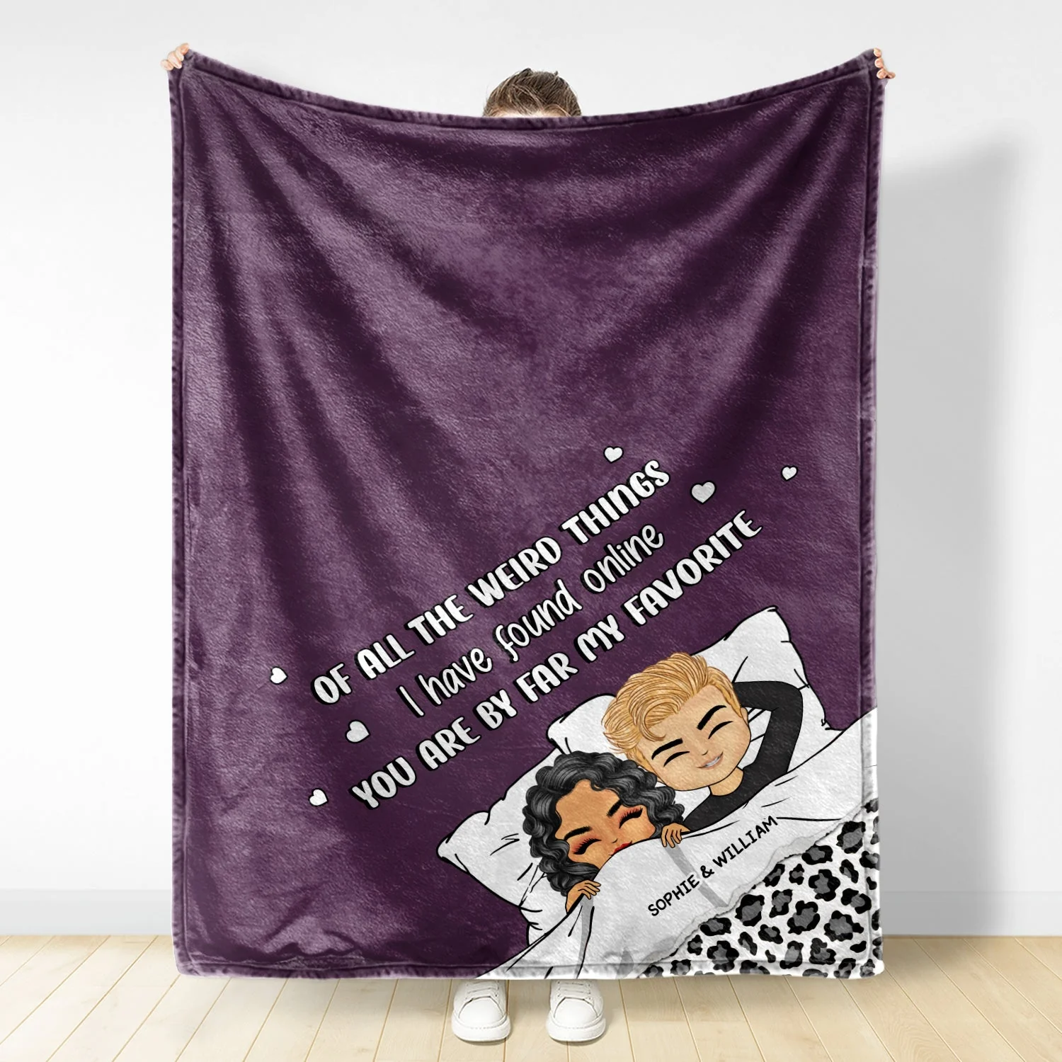 Chibi Couple You Are My Favorite - Gift For Couples - Personalized Fleece Blanket - Image 2
