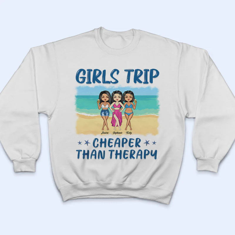 Chibi Girls Trip Cheaper Than Therapy - Gift For Bestie - Personalized Custom T Shirt - Image 5