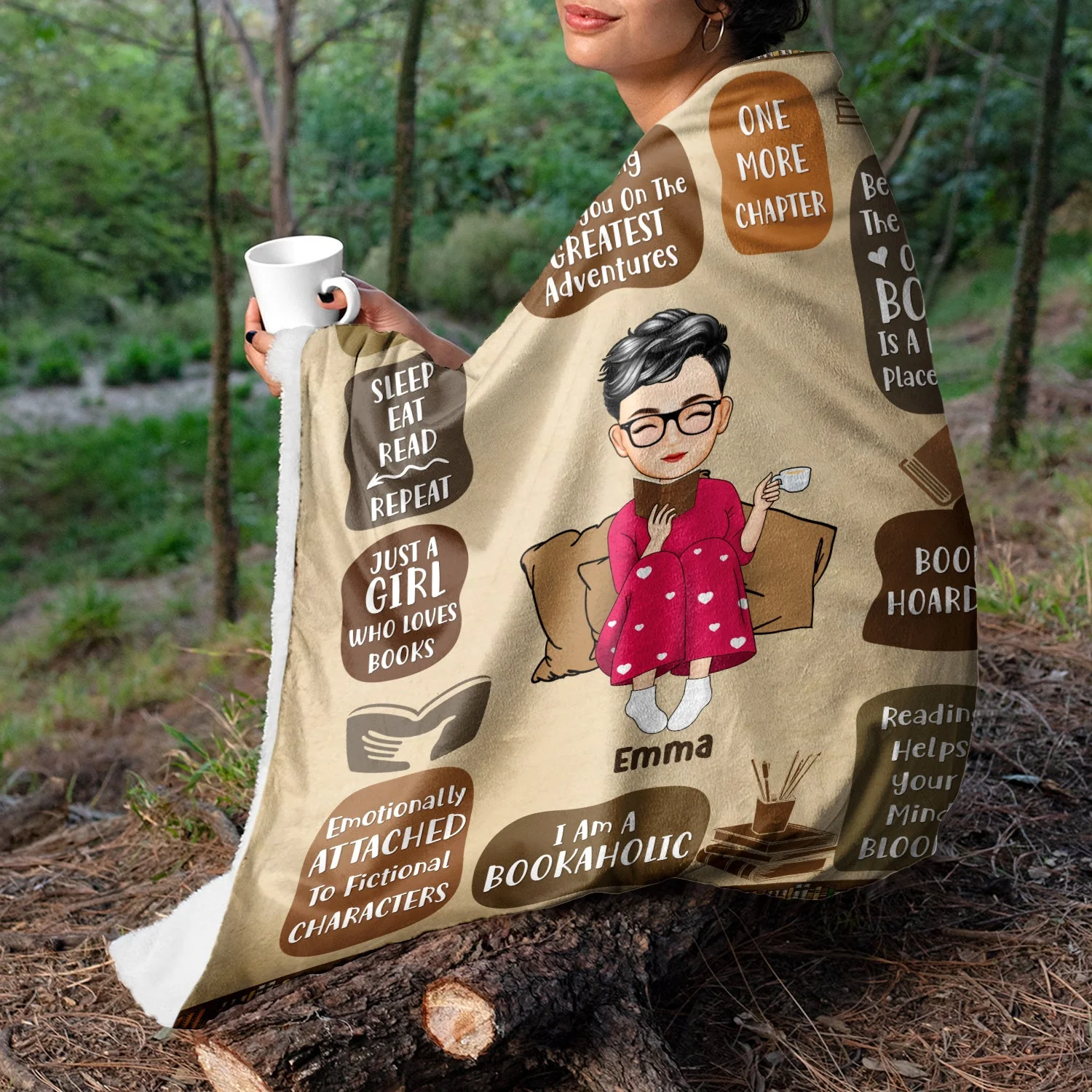 Chibi Reading My Reading Blanket - Gift For Book Lovers - Personalized Fleece Blanket - Image 5