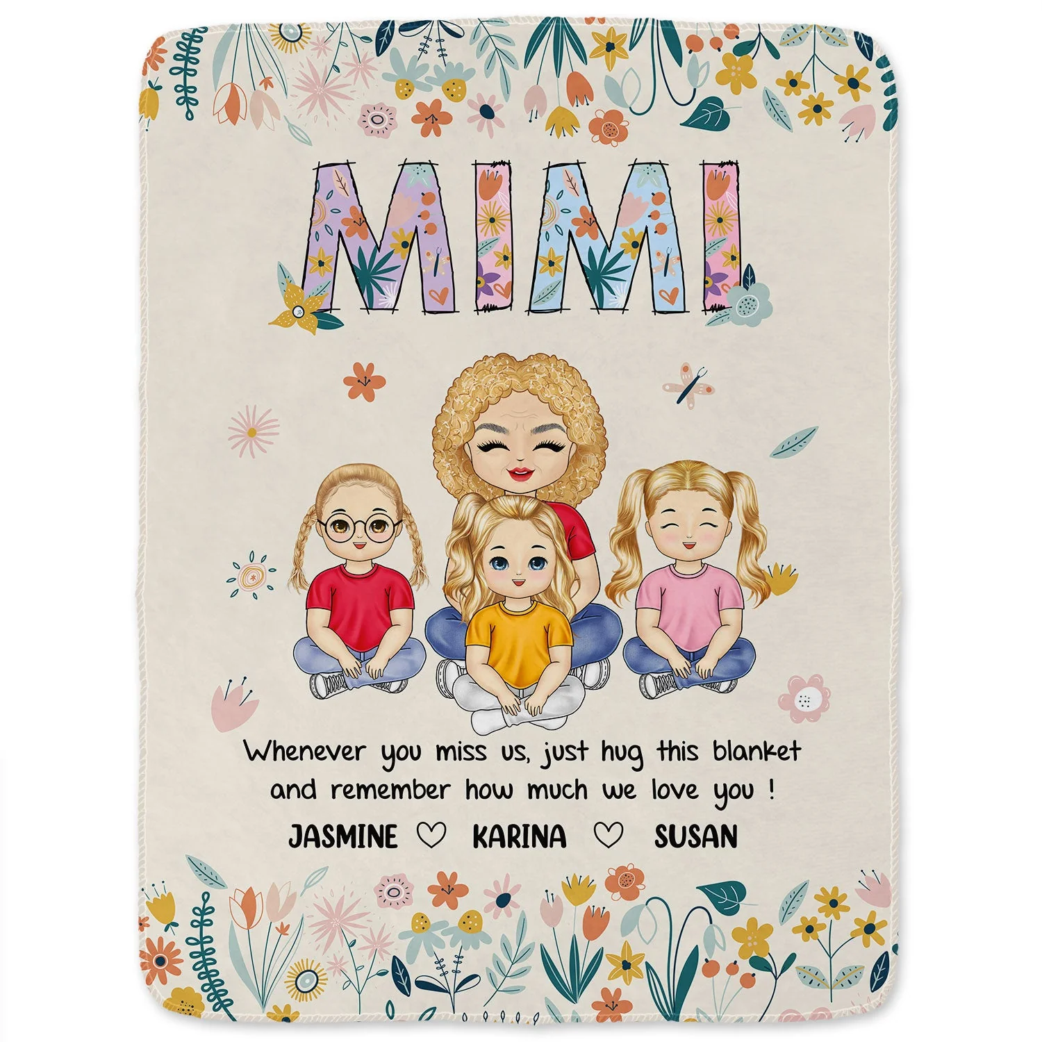 Chibi Remember How Much We Love You - Gift For Grandma - Personalized Fleece Blanket, Sherpa Blanket - Image 2
