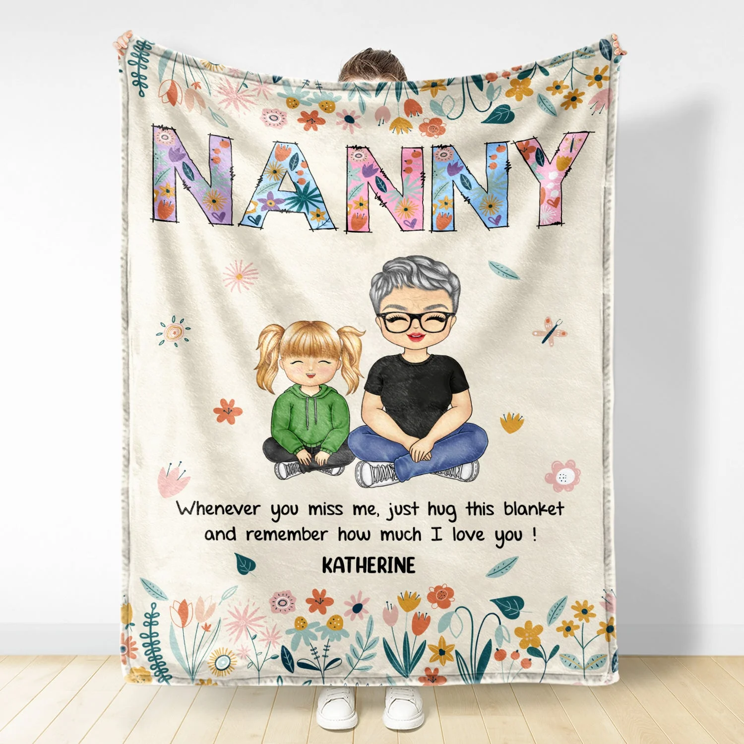 Chibi Remember How Much We Love You - Gift For Grandma - Personalized Fleece Blanket, Sherpa Blanket - Image 3