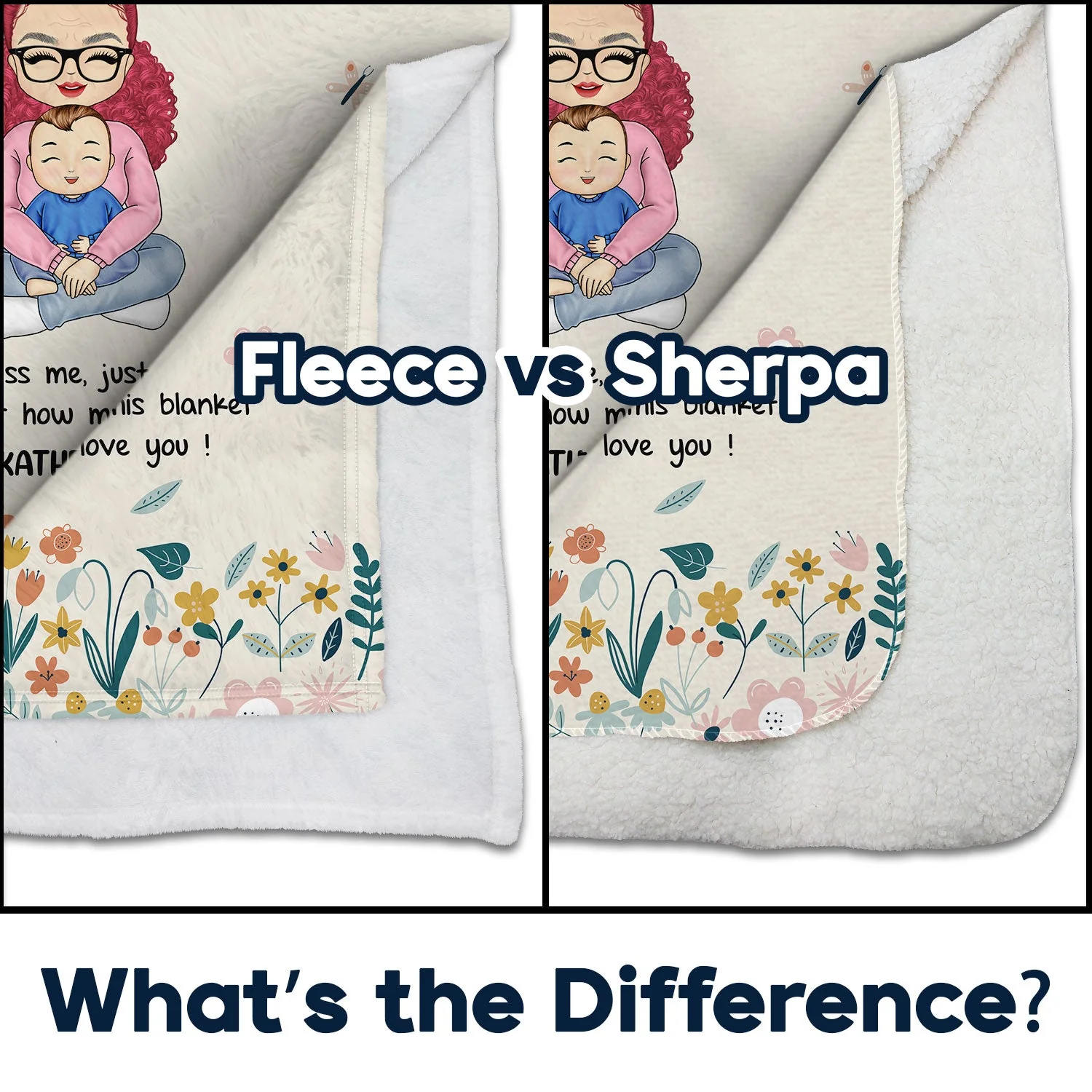 Chibi Remember How Much We Love You - Gift For Grandma - Personalized Fleece Blanket, Sherpa Blanket - Image 4