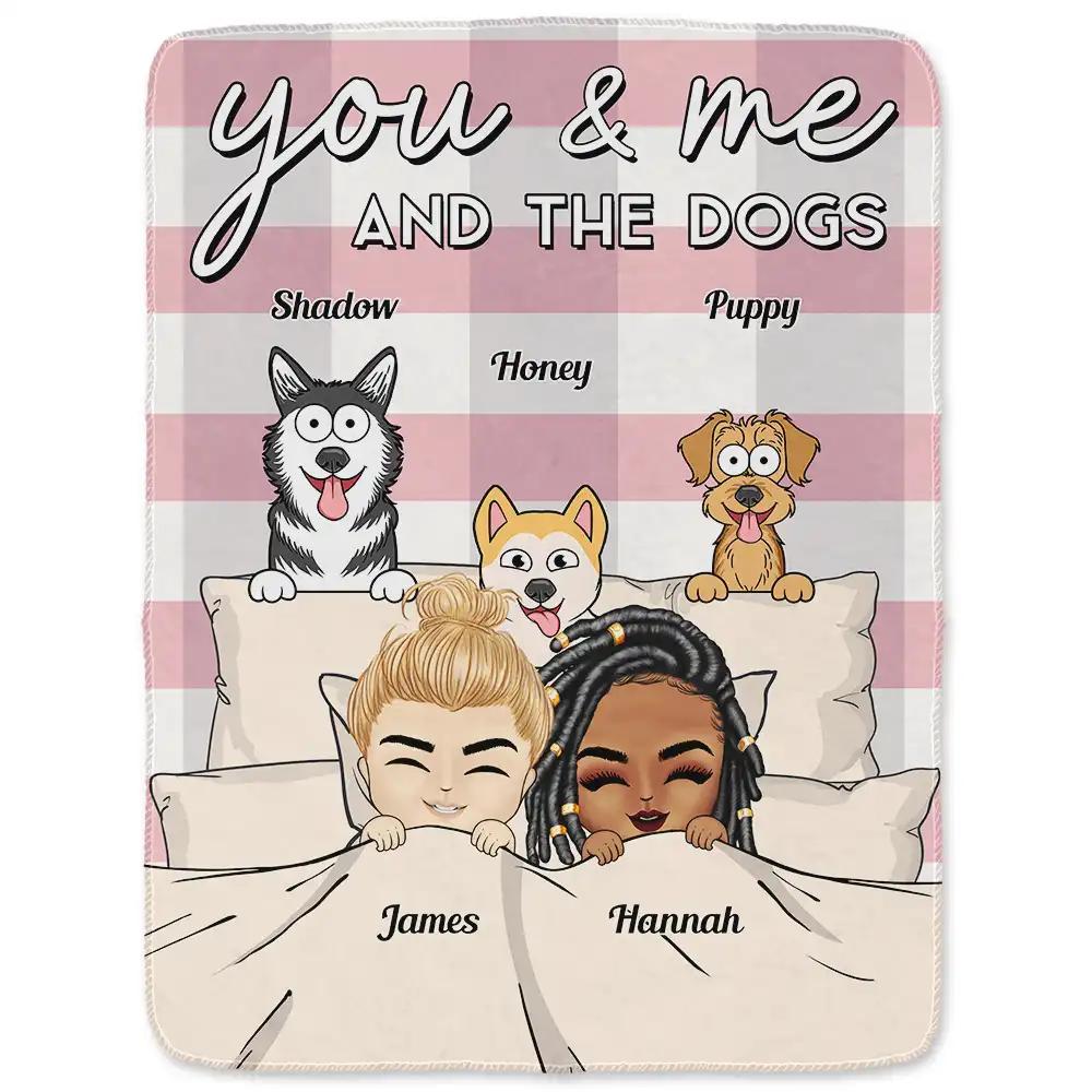 Chibi You & Me And The Dogs Cats Fur Babies - Personalized Fleece Blanket, Sherpa Blanket - Image 2