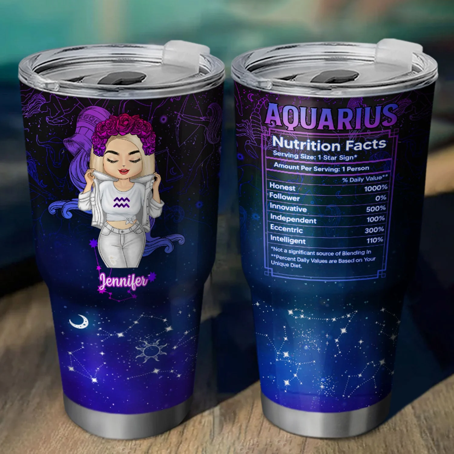 Chibi Zodiac Nutrition Facts - Birthday Gift For Women, Besties, Sisters - Personalized Custom 30 Oz Tumbler - Image 2