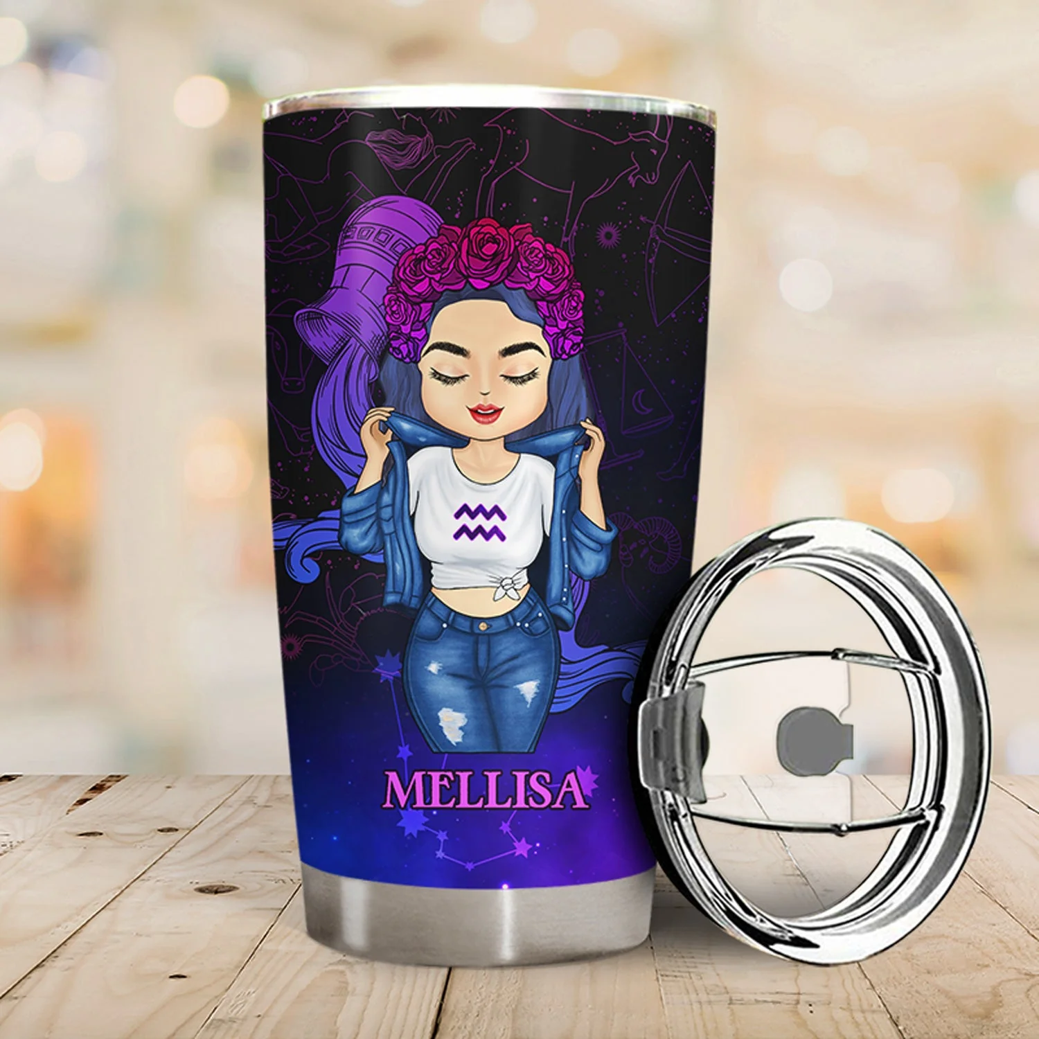 Chibi Zodiac Nutrition Facts - Birthday Gift For Women, Besties, Sisters - Personalized Custom Tumbler - Image 2