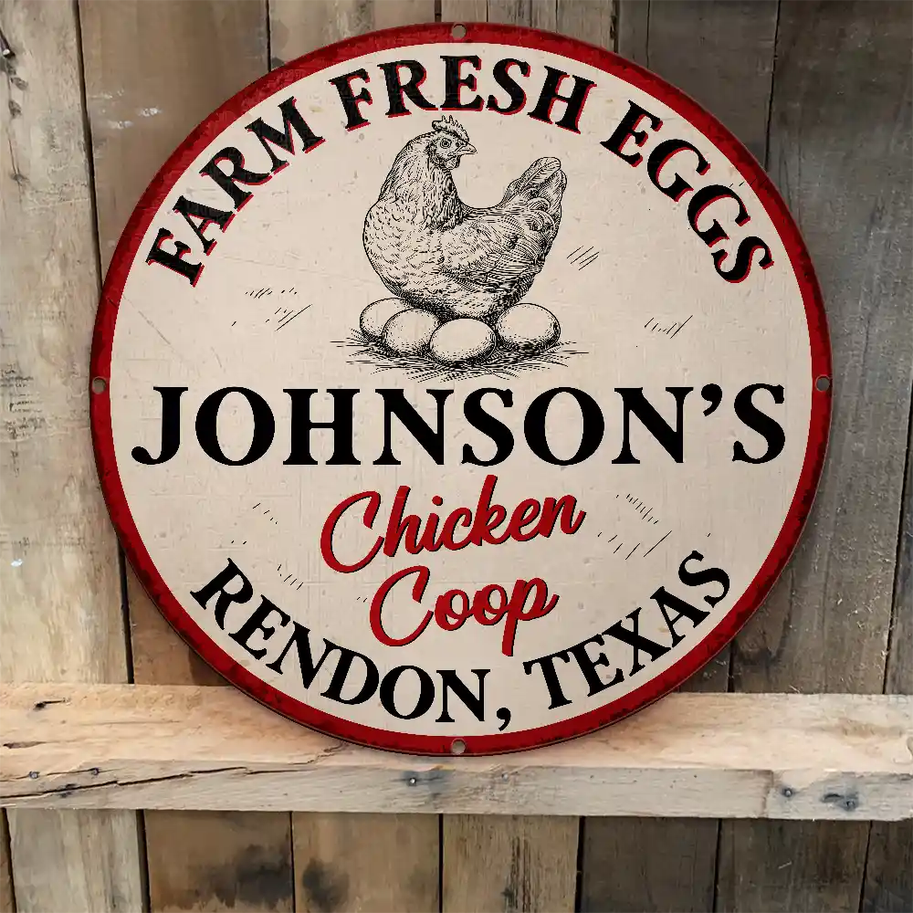Chicken Coop Farm Fresh Eggs - Personalized Custom Shaped Metal Sign - Image 5